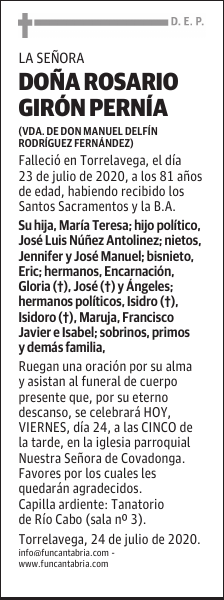 DOÑA ROSARIO GIRÓN PERNÍA