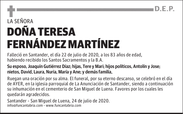 DOÑA TERESA FERNÁNDEZ MARTÍNEZ