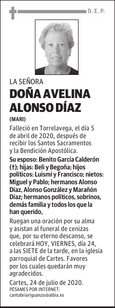 DOÑA AVELINA ALONSO DÍAZ