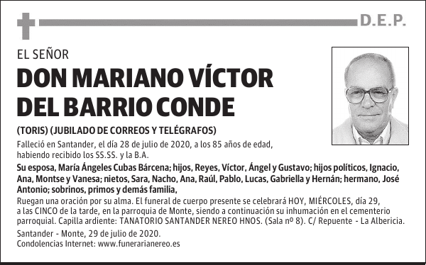 DON MARIANO VÍCTOR DEL BARRIO CONDE