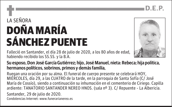 DOÑA MARÍA SÁNCHEZ PUENTE