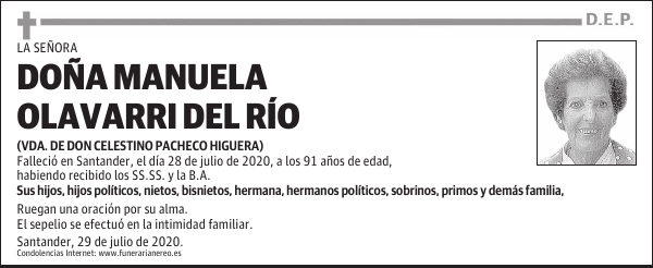 DOÑA MANUELA OLAVARRI DEL RÍO