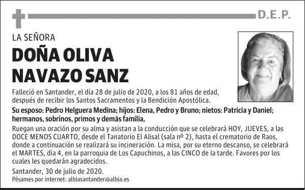 DOÑA OLIVA NAVAZO SANZ