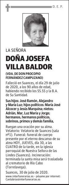 DOÑA JOSEFA VILLA BALDOR