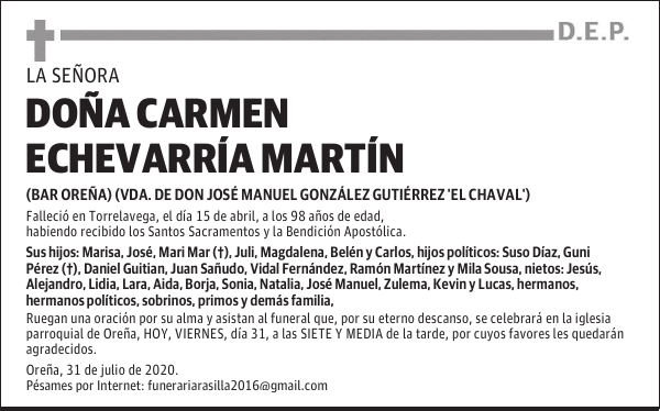 DOÑA CARMEN ECHEVARRÍA MARTÍN