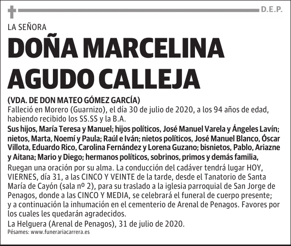 DOÑA MARCELINA AGUDO CALLEJA