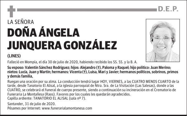 DOÑA ÁNGELA JUNQUERA GONZÁLEZ