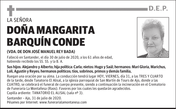 DOÑA MARGARITA BARQUÍN CONDE