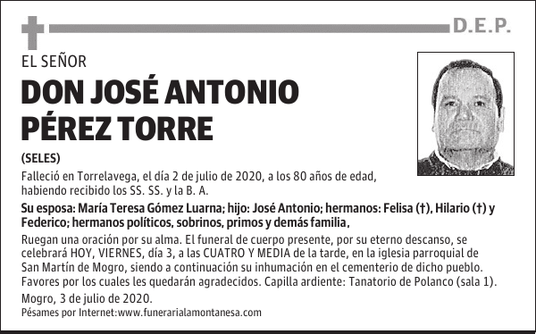 DON JOSÉ ANTONIO PÉREZ TORRE