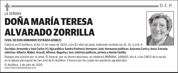 DOÑA MARÍA TERESA ALVARADO ZORRILLA