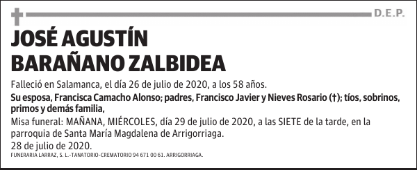 JOSÉ AGUSTÍN BARAÑANO ZALBIDEA