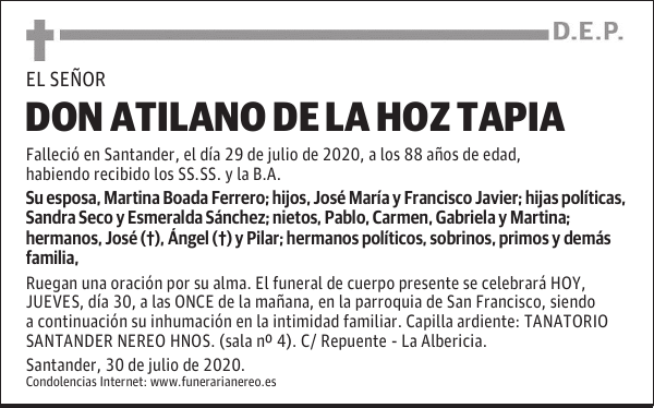 DON ATILANO DE LA HOZ TAPIA