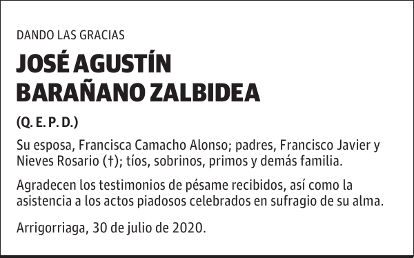 JOSÉ AGUSTÍN BARAÑANO ZALBIDEA
