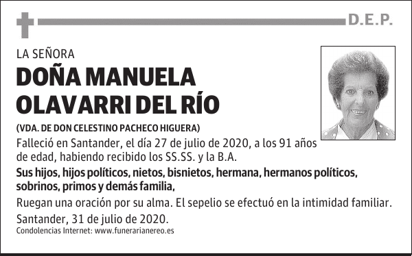 DOÑA MANUELA OLAVARRI DEL RÍO
