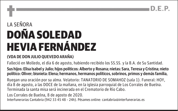 DOÑA SOLEDAD HEVIA FERNÁNDEZ