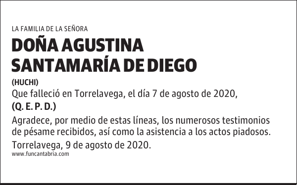 DOÑA AGUSTINA SANTAMARÍA DE DIEGO