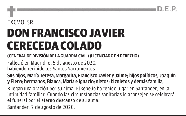 DON FRANCISCO JAVIER CERECEDA COLADO