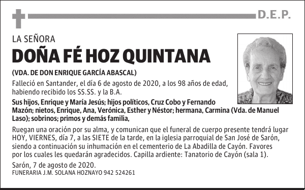 DOÑA FÉ HOZ QUINTANA