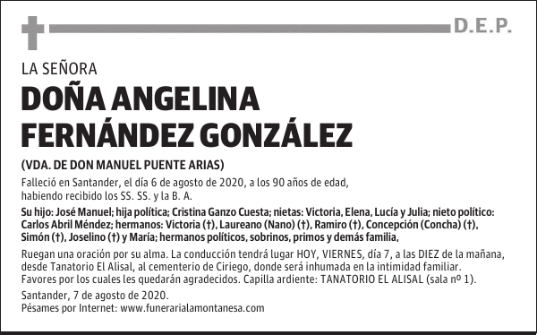 DOÑA ANGELINA FERNÁNDEZ GONZÁLEZ