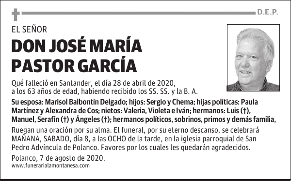 DON JOSÉ MARÍA PASTOR GARCÍA