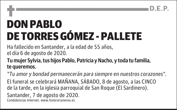 DON PABLO DE TORRES GÓMEZ - PALLETE