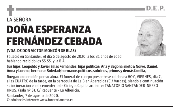 DOÑA ESPERANZA FERNÁNDEZ CEBADA