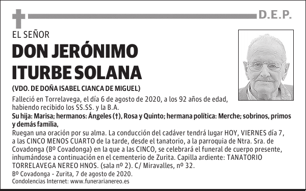 DON JERÓNIMO ITURBE SOLANA