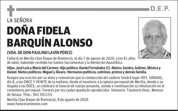 DOÑA FIDELA BARQUÍN ALONSO