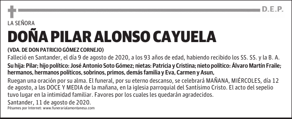 DOÑA PILAR ALONSO CAYUELA