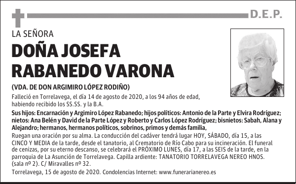 DOÑA JOSEFA RABANEDO VARONA