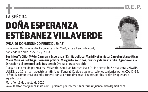 DOÑA ESPERANZA ESTÉBANEZ VILLAVERDE