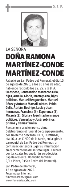 DOÑA RAMONA MARTÍNEZ-CONDE MARTÍNEZ-CONDE