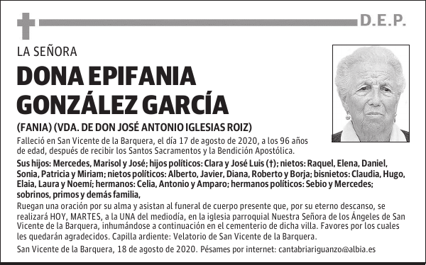 DONA EPIFANIA GONZÁLEZ GARCÍA