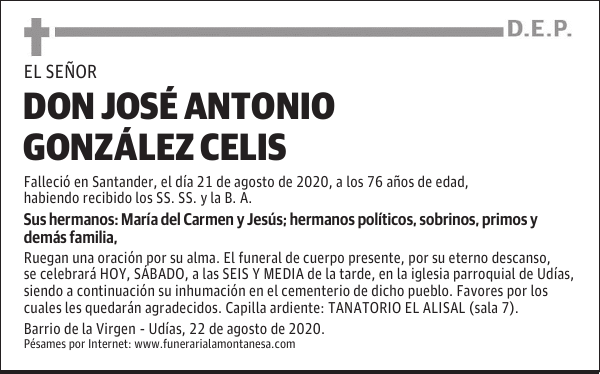 DON JOSÉ ANTONIO GONZÁLEZ CELIS