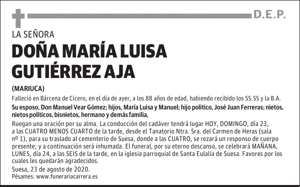DOÑA MARÍA LUISA GUTIÉRREZ AJA