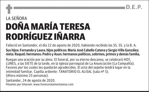 DOÑA MARÍA TERESA RODRÍGUEZ IÑARRA