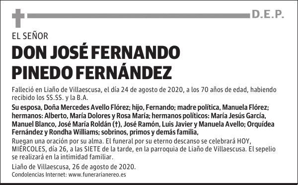 DON JOSÉ FERNANDO PINEDO FERNÁNDEZ