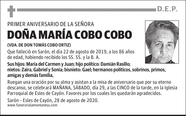 DOÑA MARÍA COBO COBO