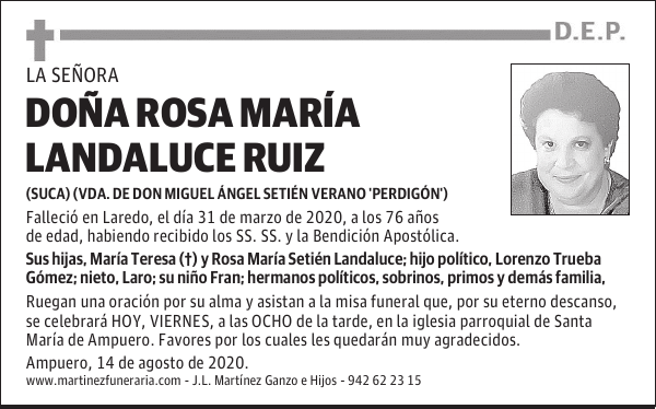 DOÑA ROSA MARÍA LANDALUCE RUIZ