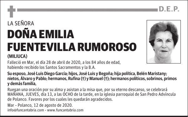 DOÑA EMILIA FUENTEVILLA RUMOROSO