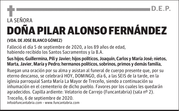 DOÑA PILAR ALONSO FERNÁNDEZ