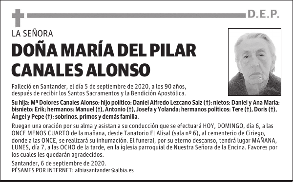 DOÑA MARÍA DEL PILAR CANALES ALONSO