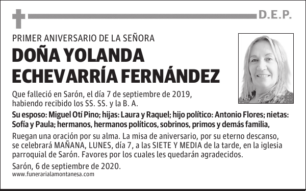 DOÑA YOLANDA ECHEVARRÍA FERNÁNDEZ