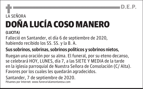 DOÑA LUCÍA COSO MANERO