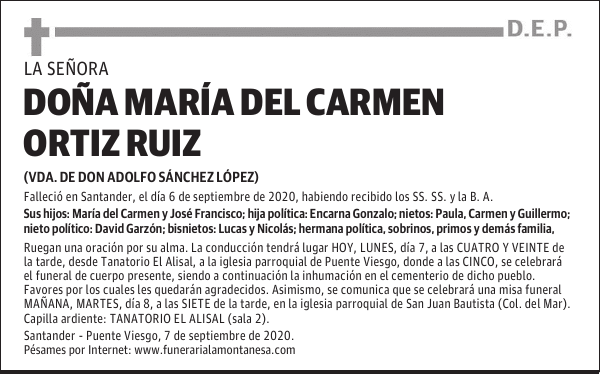 DOÑA MARÍA DEL CARMEN ORTIZ RUIZ