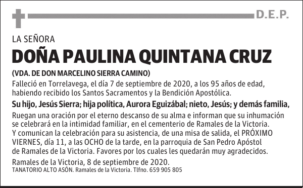 DOÑA PAULINA QUINTANA CRUZ