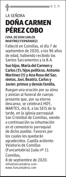 DOÑA CARMEN PÉREZ COBO