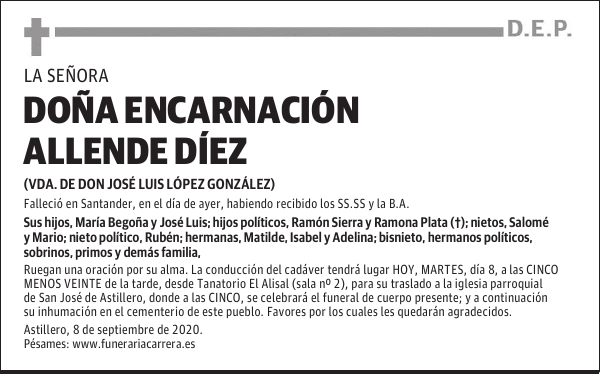 DOÑA ENCARNACIÓN ALLENDE DÍEZ