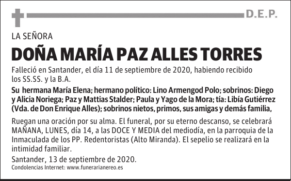 DOÑA MARÍA PAZ ALLES TORRES