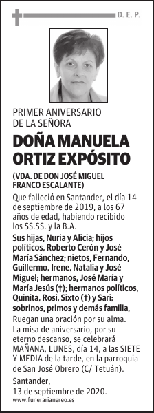 DOÑA MANUELA ORTIZ EXPÓSITO